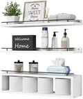 WOPITUES Floating Shelves for Wall 24 inch with Cube Shelf, Wall Shelves with Metal Rail for Bathroom Decor, Bathroom Organizers and Storage, Over Toilet Shelves, Toilet Paper-White by WOPITUESOfficial