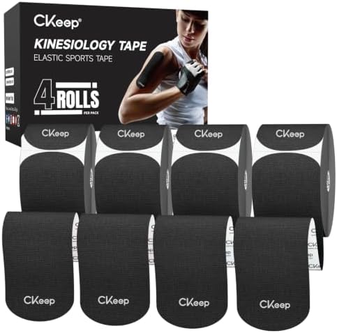 CKeep Kinesiology Tape, Elastic Precut Strips 4 Rolls, Black by Createabetterworldwiththegreateststrength