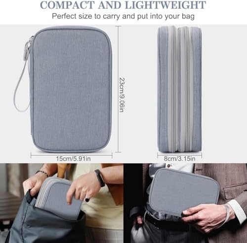 FYY Electronic Organizer, Travel Tech Pouch Bag, Large, Light Grey - Image 2