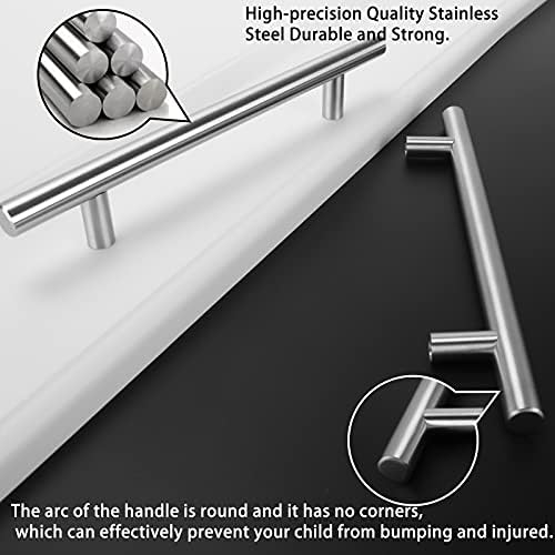 homdiy 25Pack Cabinet Handles Brushed Nickel Cabinet Pulls 3-3/4in Hole Center - HD201SN Kitchen Hardware for Cabinets Sliver Cabinet Hardware Pulls for Bathroom, Bedroom,Wardrobe - Image 4