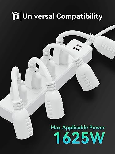 PLUGTUL 1 FT Extension Cord | 2-Pack Short Power Cord, Indoor/Outdoor 16 Gauge 3 Prong Grounded Wire ETL Listed, 13A 1625W 125V SJTW, White - Image 6