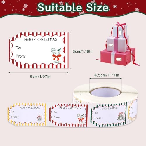 600 PCS Christmas Gift Tag Stickers 1.18" x 2" Christmas Name Tags Stickers - Image 2