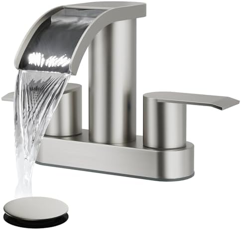 gotonovo 4’’ Centerset Bathroom Sink Faucet Waterfall Brushed Nickel by HOME