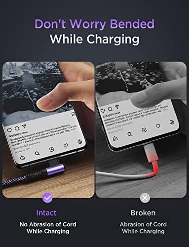 AINOPE USB C Cable 60W 2-Pack 3.3ft Nylon Braided USB C to USB C Cable Type C Charger Fast Charging Right Angle USBC Cable Charger Cord for iPhone 16 Pro Max 15 Plus Samsung S24 S23 iPad Pro Purple - Image 5