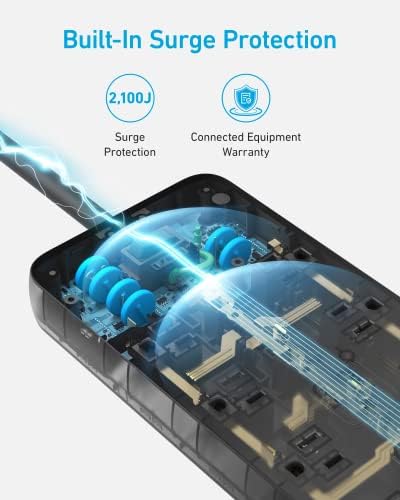 Anker Power Strip with 2100J Surge Protector, Outlet Extender, 20W, 12 AC - Image 4