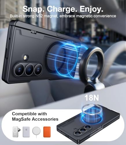 Temdan for Samsung Galaxy Z Fold 8 Ultra Case,[Compatible with MagSafe][Built-in HD Screen Protector & Kickstand][Hinge Protection] Translucent Matte Shockproof Phone Case for Z Fold 8 Ultra,Black - Image 5