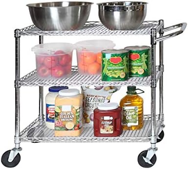 Seville Classics 3-Tier UltraDurable Commercial-Grade NSF-Certifed Service Utility Storage Cart, 34" W, Chrome (1 Pallet of 34 Packs) by SevilleClassics