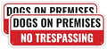 2PC Dogs On Premises No Trespassing Sign, 10 x 3.5 Inches - Aluminum - Beware Of Dogs Signs For Fence Warning Guard Dog Present On Duty Security by Venicor
