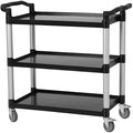 Heavy Duty 360 Restaurant Cart, 3-Shelf Plastic, Lockable Wheels, Extra Large by TROPOW