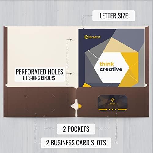 Better Office Products Two Pocket Portfolio Folders, 50-Pack, Brown, Letter Size Paper Folders, 50 Pieces, Brown - Image 2