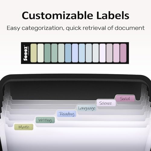 Sooez 7 Pockets Accordion File Organizer, Zipper Expanding File Folder A4 - Image 5