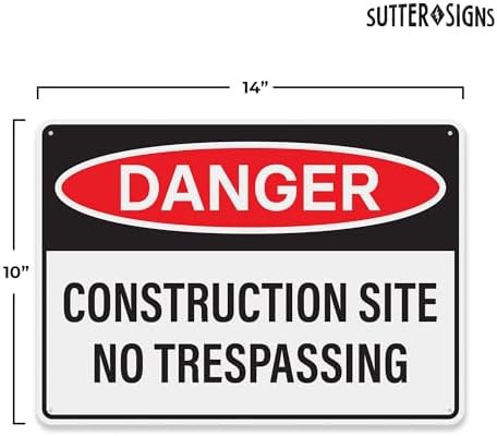 4pcs Danger Construction Site Sign 14x10 inch - Plastic - Image 2