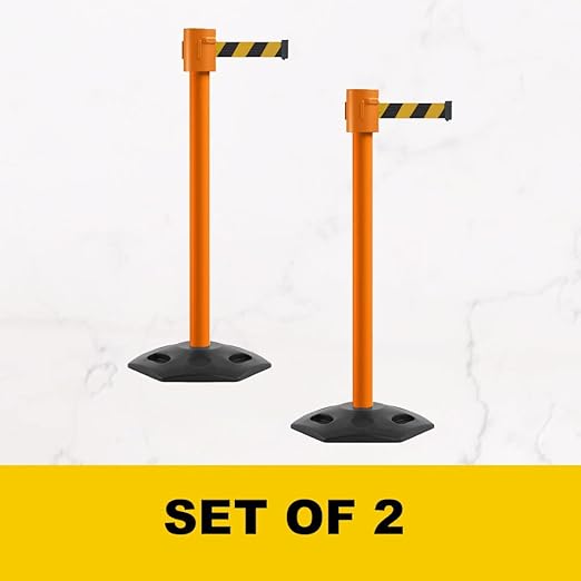 Montour Line MSR760 Set of 2 Retractable Belt Barrier Stanchion, Rubber Base - Image 3