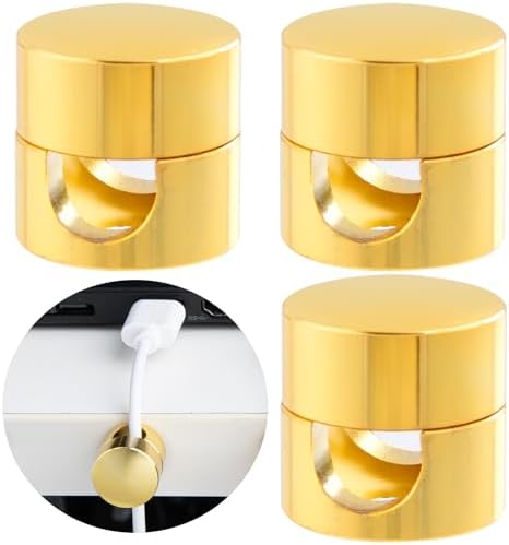 SmallCat 3 Sets Charger Holders for Cords, Gold Metal Cord Holder for Desk by Unknown