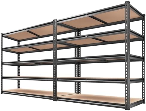 REIBII 2000LBS Garage Shelving Heavy Duty 72''H Storage Shelves 5 Tier Heavy Duty Shelving, Adjustable Metal Shelves for Garage Pantry Closet Kitchen Basement 35.5" W x72 H x 15.8" D, 2 Pack by REIBII