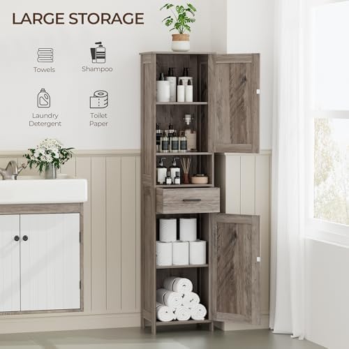 Homhedy 67" H Tall Bathroom Storage Cabinet with Barn Doors and Drawer - Image 7