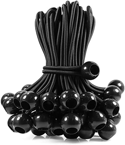 Ball Bungee 4 Inch Black Tie Down Cord 1 Inch Ball, 50-Piece by Joneaz