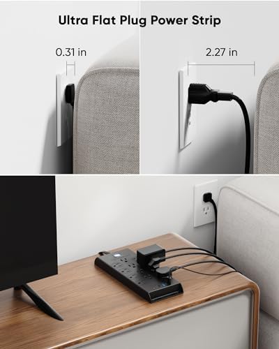 Surge Protector Power Strip 4800J, LeZone 15Ft Long Extension Cord Flat Plug, 12 Outlets 2 USB C 2 USB Ports, Wall Mountable, Desk Charging Station, Black - Image 3
