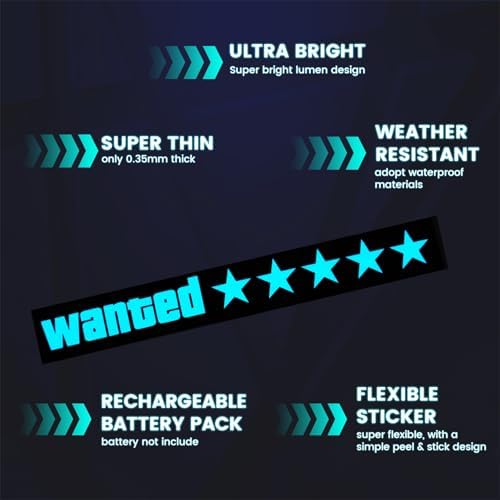 Light Up Decal Wanted Stars Led Stickers 4 Light Mode Glow Panels for Car Auto Window EL Panel Light Decoration - Image 5