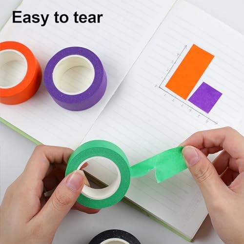 Guirnd 12PCS Colored Masking Tape, Kids Art Supplies Colored Tape, DIY Craft Tape, Colored Tape Rolls, Colored Painters Tape 2.5cm x 12m (1In x 13Yards) - Image 4