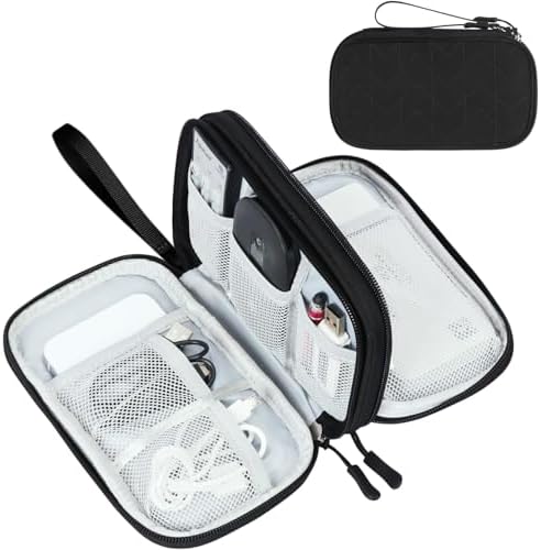 FYY Electronic Organizer, Travel Tech Pouch, Cable Organizer Black Quilted by FYY