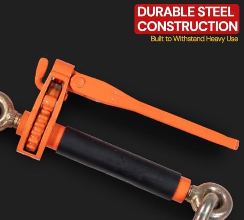 2 Pack 1/2" - 5/8" Hi-Viz Orange Quick Folding Handle Ratchet Load Binder with Grab Hook 18,100 lbs WLL | Tie Down Hauling Chain Binders for Flatbed Truck Trailer - Image 3