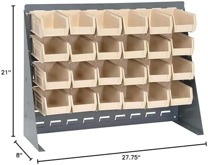 Quantum Storage Systems QBR-2721-210-24IV Ultra Bin Complete Bench Rack Package with 24 Ultra Bins, 27" x 8" x 21" , Ivory - Image 2