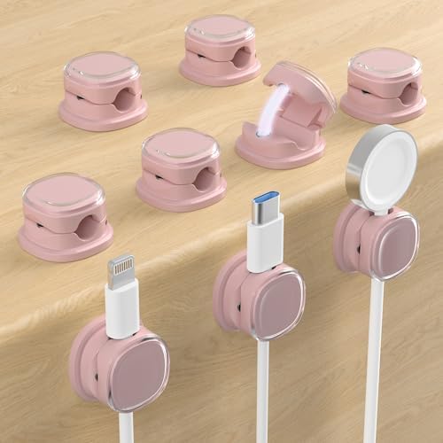 Magnetic Cable Clips, Adjustable Cord Holder Management, Adhesive Wire Keeper Organizer for Home Office Desk Phone PC Car Wall Desktop Nightstand Appliance (9-PCS Purple) by COOCAT