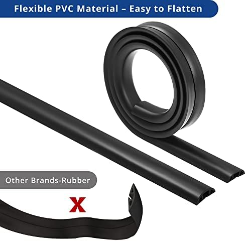 Cord Cover Floor 6ft Black, PVC Floor Cable Cover, Cord Hider Floor Cord Protector Prevent Cable Trips & Protect Wires, Floor Cable Management Hide Cords on Floor, Cord Cavity - W0.47 x H0.28 - Image 5