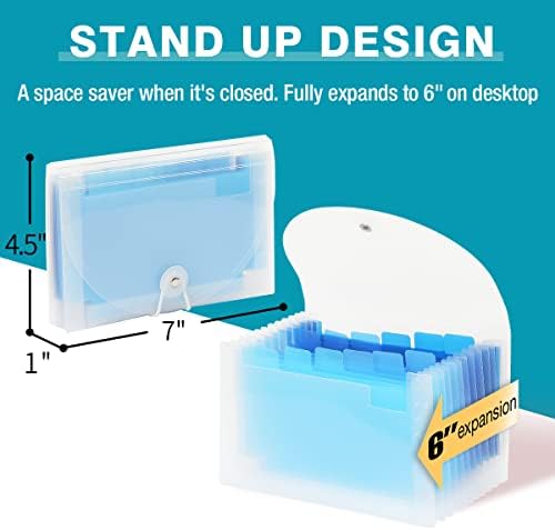 H4D Coupon Receipt Holder, 13 Pocket Accordion File Folder, 7 x 4.5, Blue - Image 2