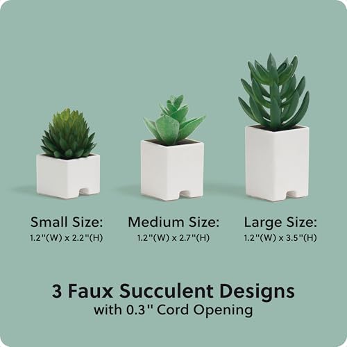 U Brands Adhesive Faux Succulent Cord Organizers, Set of 3, Assorted Colors - Image 6