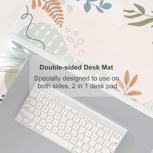 Faux Leather Large Mouse Pad, Office Desk Mat, 31.5"x11.8", Botanical - Image 5