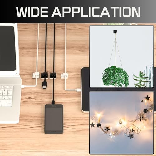 KGROTE 100PCS Cable Clips, Adhesive Wire Clips Strong Cord Clips Wire Holders, Cable Management Clips for Desk, Wall, Car, TV, Ethernet Cable (Black, Small) - Image 4