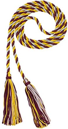 Tassel Depot Graduation Honor Cord - Maroon/Gold/Gray - Every School Color Available - Made In Usa by TasselDepot
