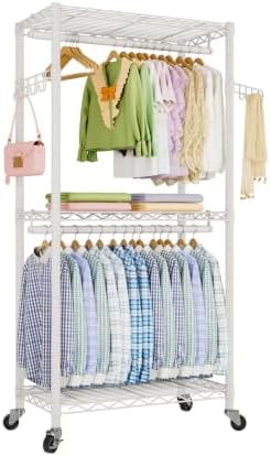 Golpart Heavy Duty Rolling Clothes Rack Wheels Portable Metal Garment Rack by Golpart