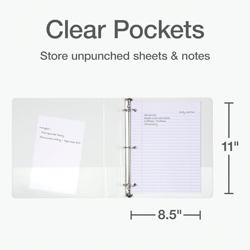 Oxford Ring Binders, 1.5" Round Ring Binders, View Binder, Covers on 3 Sides, XtraLife Hinge, Non-Stick, PVC-Free, White, 350 Sheet Capacity (1002547) - Image 3