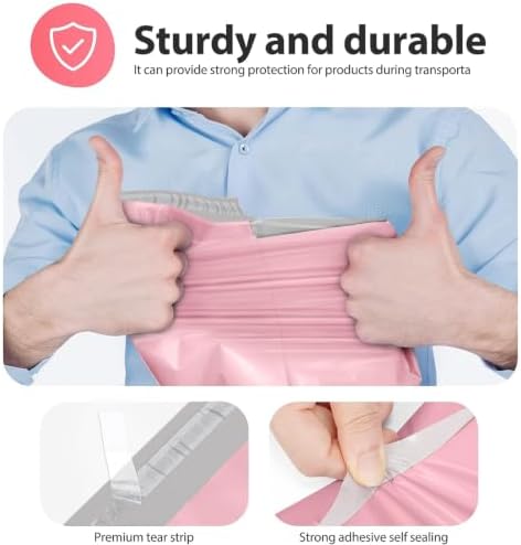 Fuxury Poly Mailers 12x15.5" 50 Pcs,Durble Shipping Bags For Clothes,Pink - Image 4