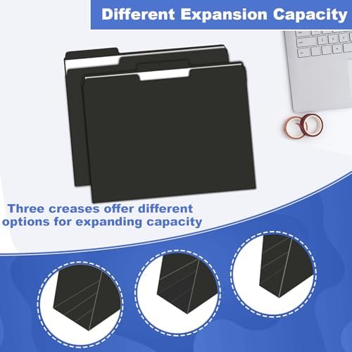 File Folder, HERKKA 30 Pack 1/3 Cut Tab File Folders, File Folders Great for Organizing and Filing, Letter Size, Black - Image 4