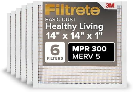 Filtrete 14x14x1 Air Filter, MERV 5, MPR 300, 6 HVAC Filters by Filtrete