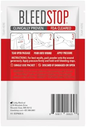 BleedStop™ First Aid Powder for Blood Clotting, Trauma Kit, Blood Thinner Patients, Camping Safety, and Survival Equipment for Moderate to Severe Bleeding Wounds or Nosebleeds - 2 (20g) Pouches - Image 3