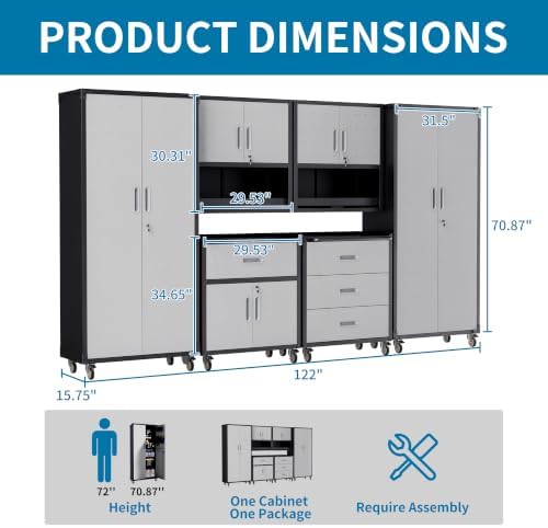 6-Piece Garage Storage Cabinets System Heavy Duty Workshop Set - Image 2