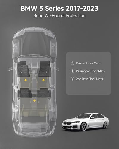 3W Floor Mats Custom Fit for 5 Series BMW 2017-2023 - Image 3