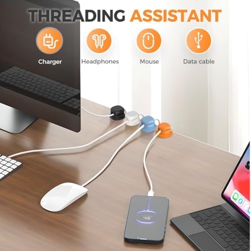 6 Pack Cord Organizer Holder, 2026 New Adjustable Cable Organizer Clips, Adhesive Desk Cable Management, Charging Cable Storage Holder for Office, Home, Car, Desk, Nightstand (Black) - Image 2
