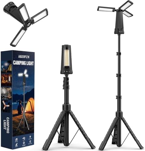 15000mAh Rechargeable Camping Light with Stand, Cordless Work Light, Black by AKOFUN