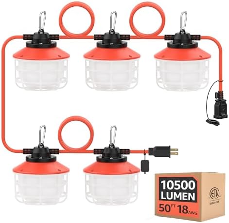 50FT 75W Construction String Light,ETL Certified,18/2 SJTW by Omlite