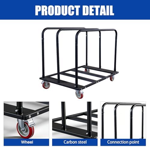 Folding Table Cart, Heavy Duty Table Dolly with 5" PU Swivel Wheels, 1800 LBS Capacity Drywall Trolley, 10 Table Load for Party Events, Hotel, Warehouse, Factory, Moving Panels, Drywall, Boxes - Image 3