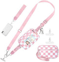 Tiostep Clip and Go Strap for Phone with Wallet Crossbody Phone Lanyard Adjustable and Detachable RFID Wristlet Wallet (Dusty Pink Checkered, Large) by Tiostep