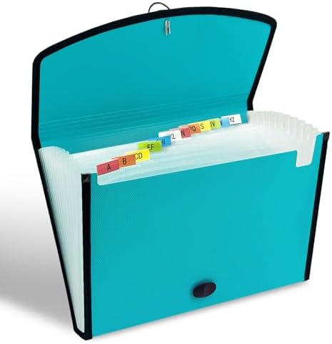 H4D 13-Pocket Accordion File Organizer, Expanding File Folder, Teal - Image 2