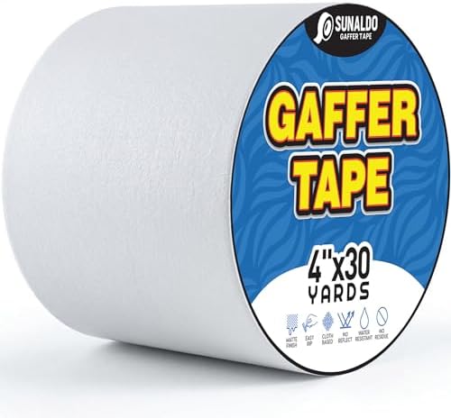 Gaffers Tape (4"x30 yards) Heavy Duty, Easy Rip, No Residue | White by Unknown