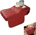 Car Center Console Booster Cover, Multifunctional Car Interior Arm Rest Box Storage Cushion with Cup Holder, Tissue Box, Side Pockets, Leather Memory Foam Armrest Pillow Protection (Red) by Unknown